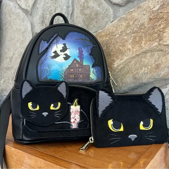 Loungefly Disney Hocus Pocus Binx Pocket Mini Backpack & Wallet Set - Picture 1 of 8